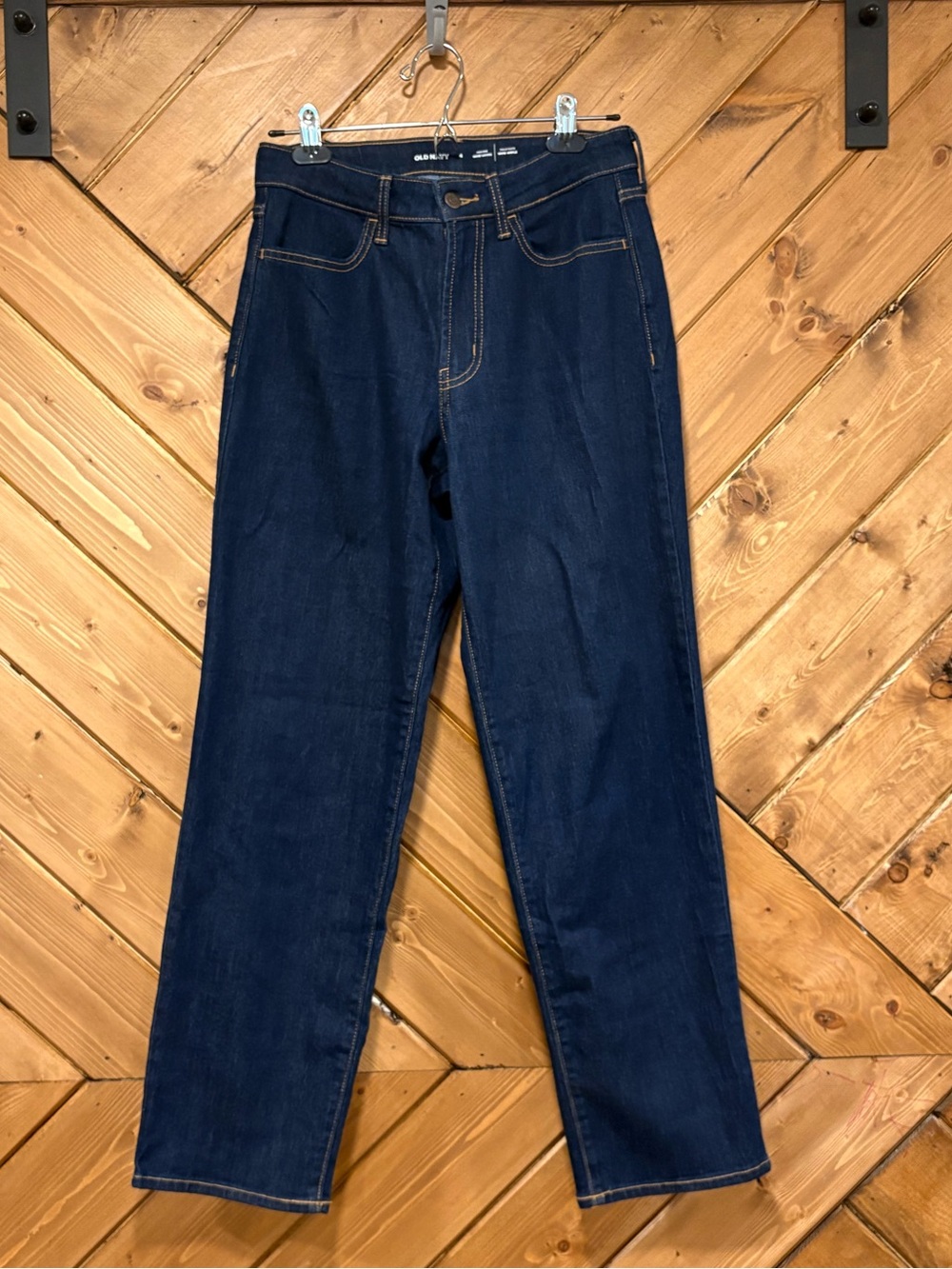 Old Navy High-Rise Wow Loose Straight Jeans in Dark Blue Size 4